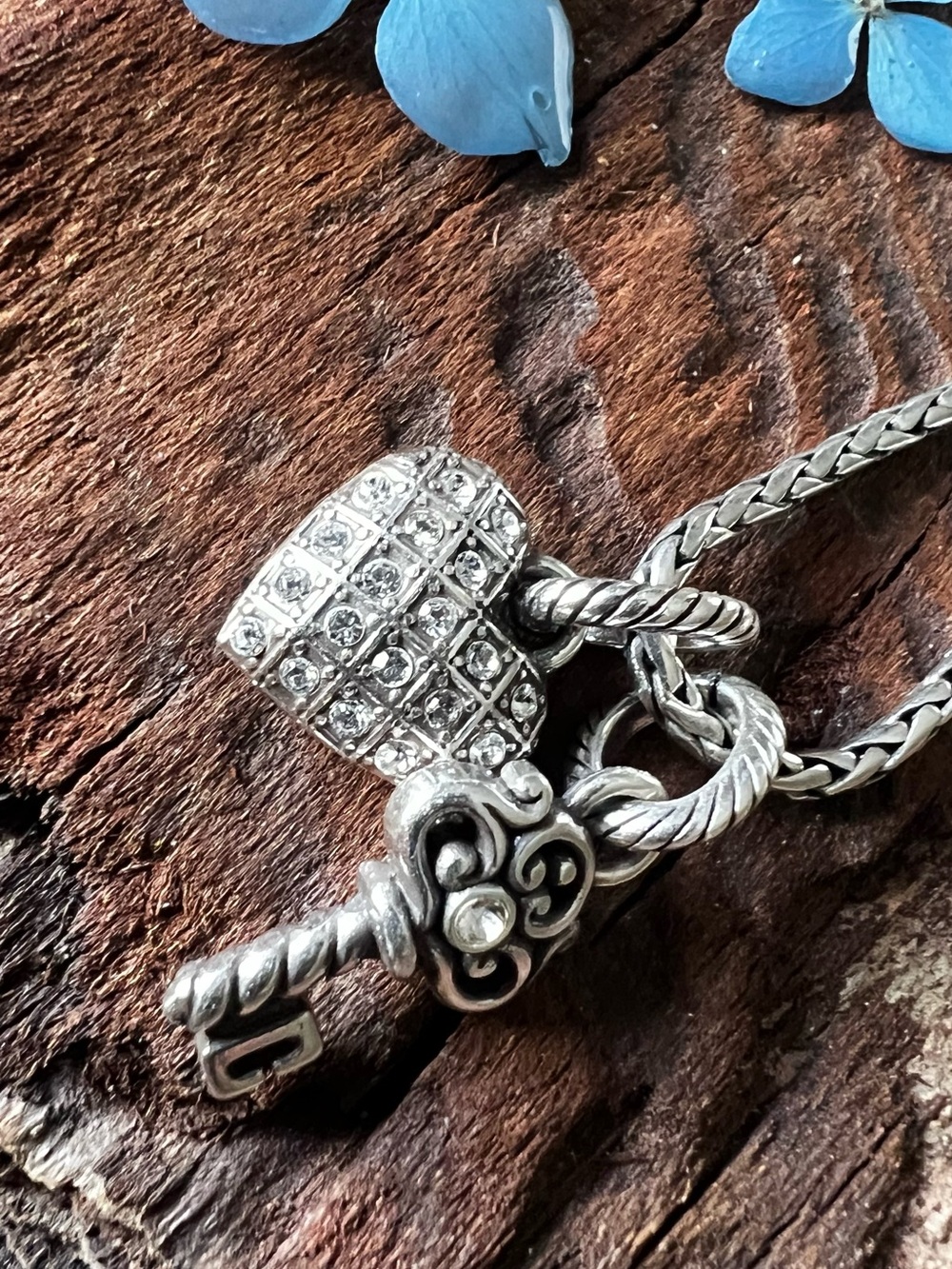 BRIGHTON Filigree Key Pendant Dangle Pave Crystals Sparkling Large Charm - Picture 3 of 5